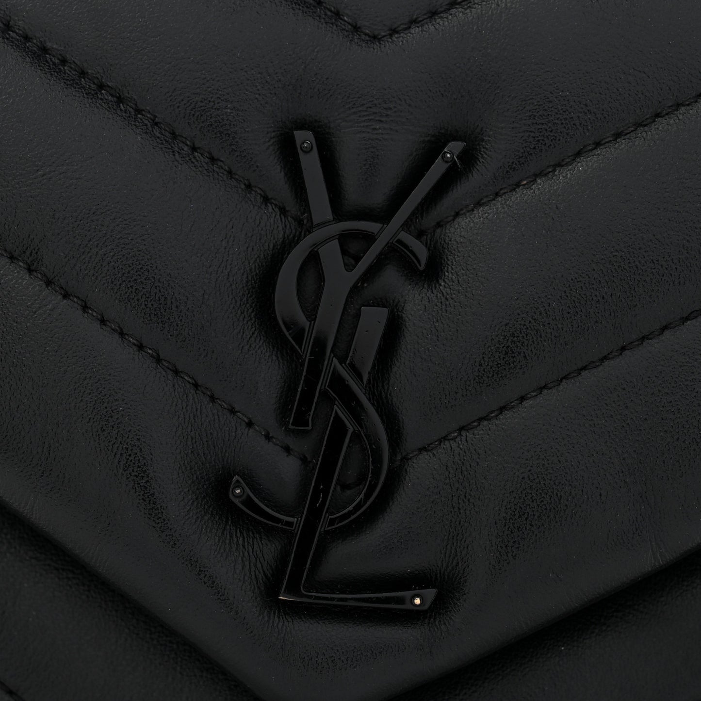 Calfskin Y Quilted Monogram Monochrome Small Loulou Chain Satchel Black