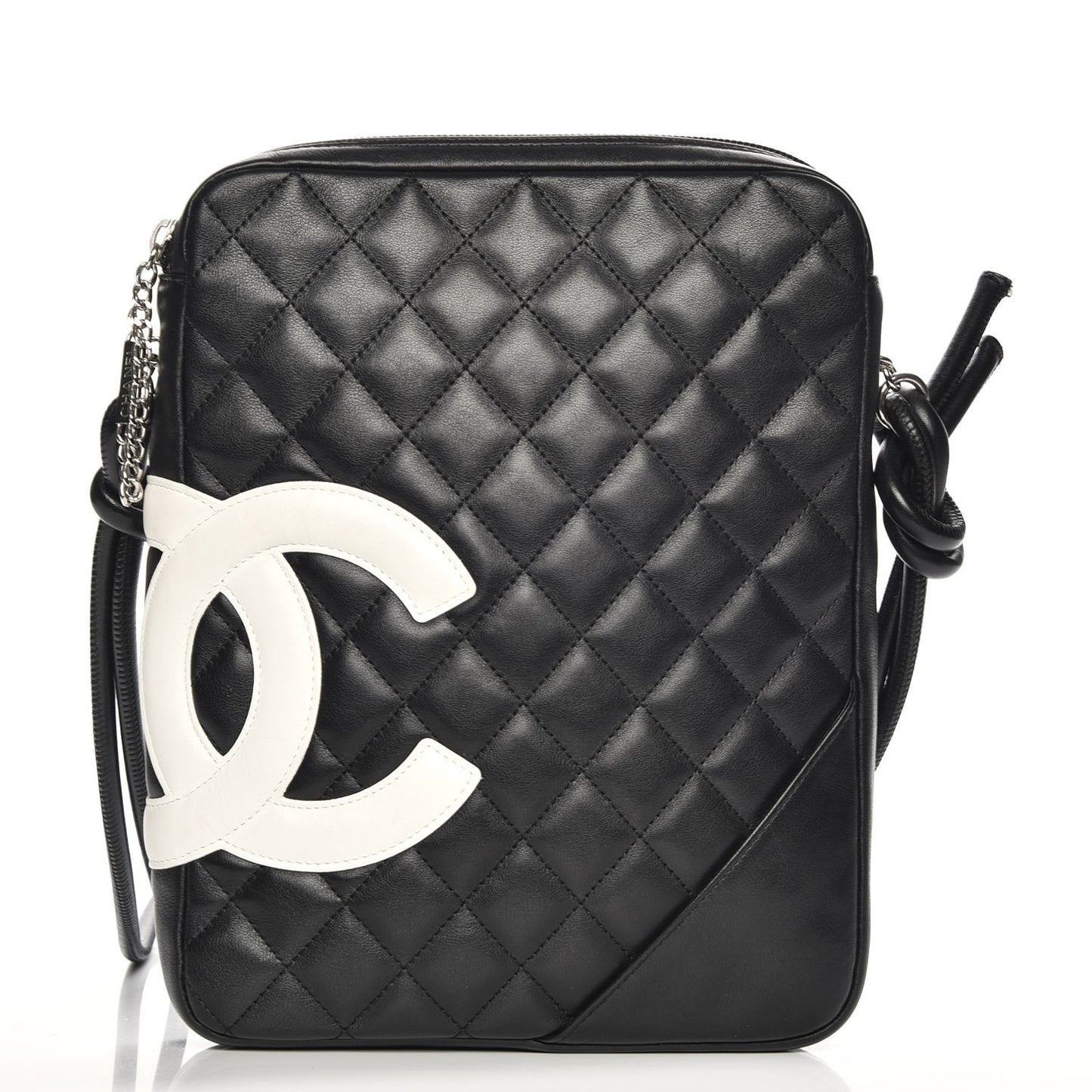 Calfskin Cambon Medium Messenger Black White