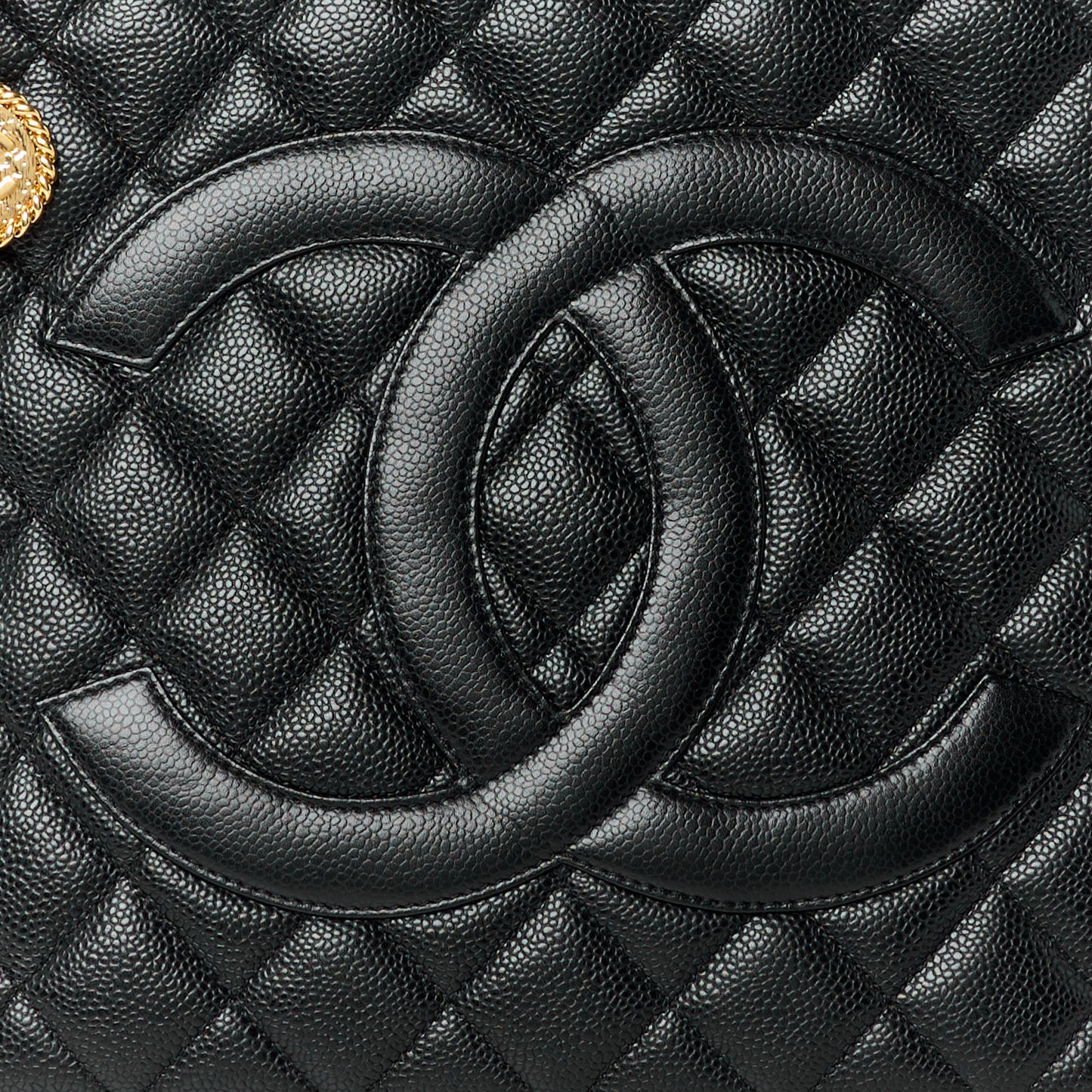 Caviar Quilted Medallion Tote Black