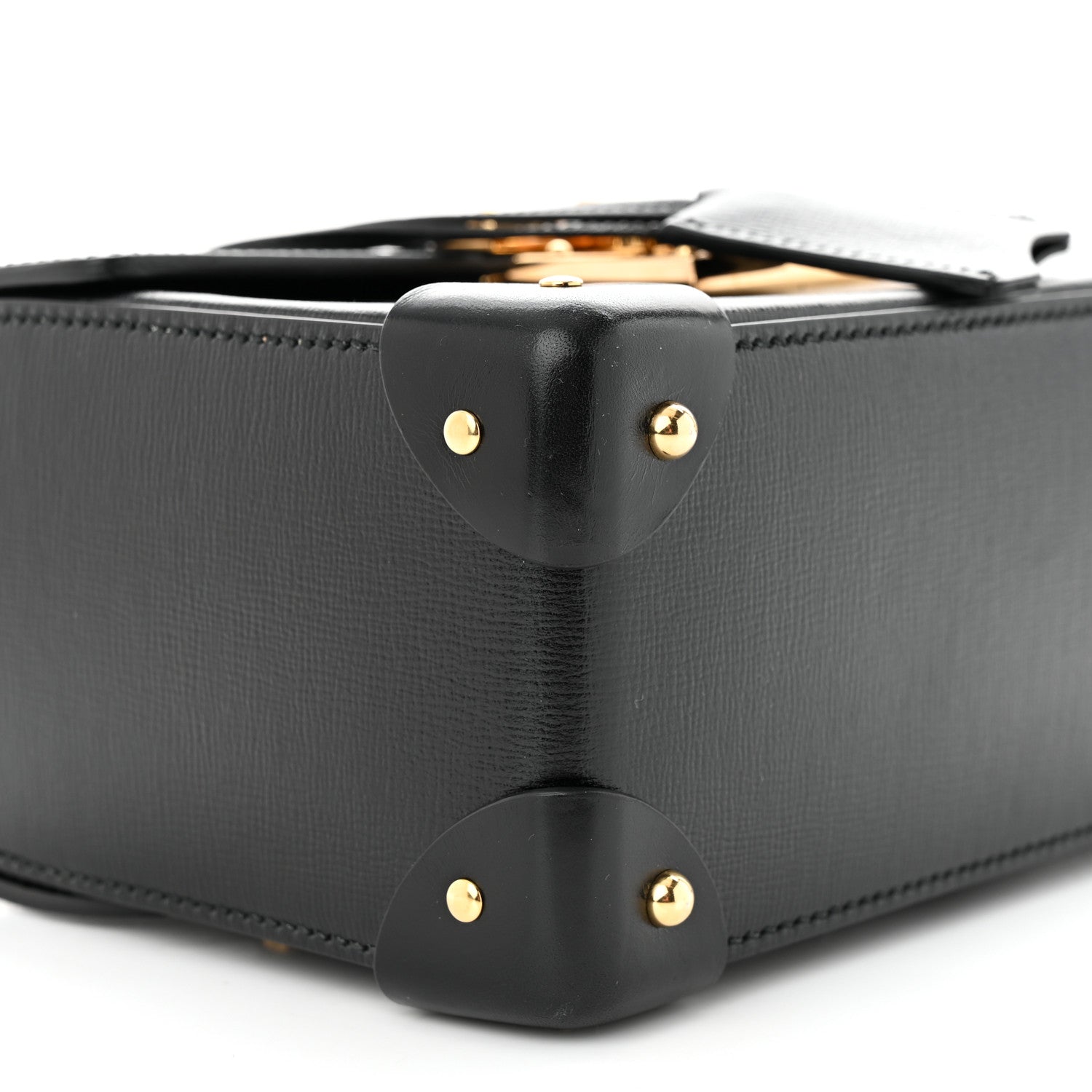 Gucci Calfskin Small Padlock Bamboo Shoulder Bag Black 9 of 10