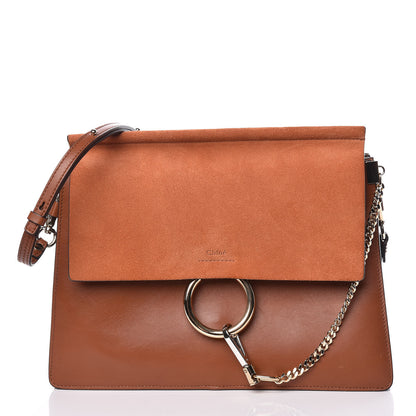 Chloe Suede Calfskin Medium Faye Shoulder Bag Tobacco 1 of 12