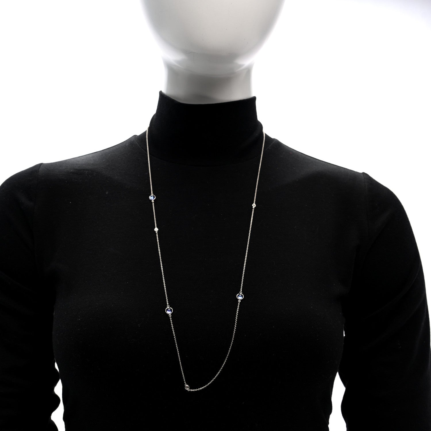 Tiffany Sterling Silver Diamond Tanzanite Elsa Peretti Color By The Yard Sprinkle Necklace 2 of 5