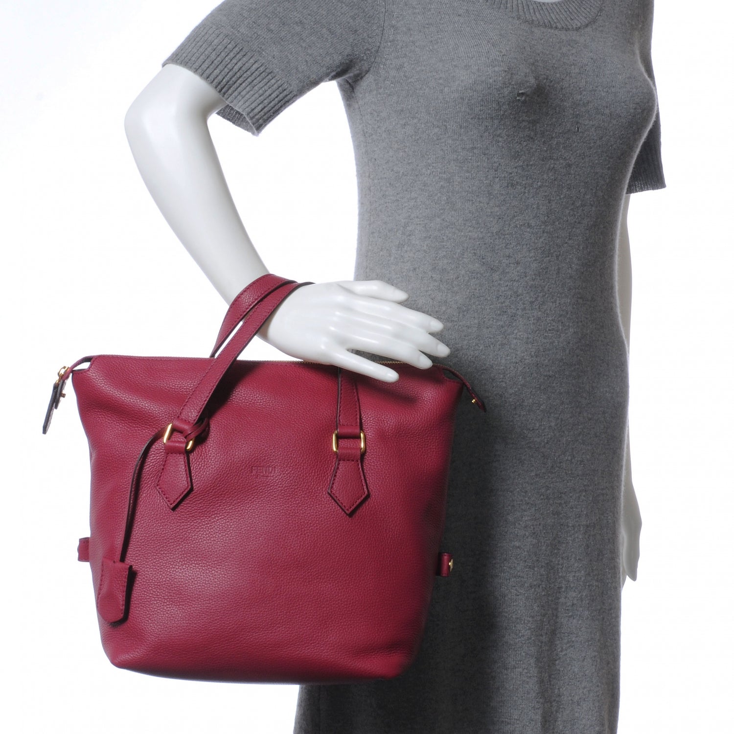 Fendi Vitello Satchel Amarena 2 of 11