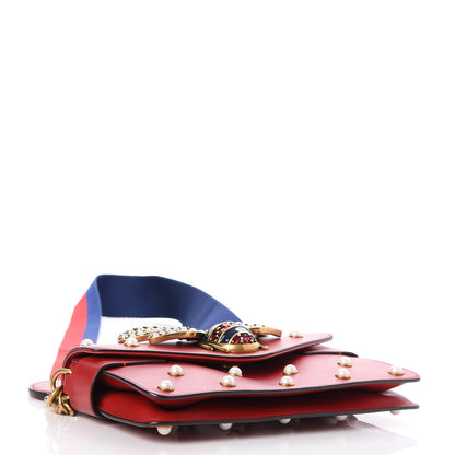 Gucci Nappa Pearl Studded Mini Queen Margaret Broadway Shoulder Bag Hibiscus Red 4 of 9