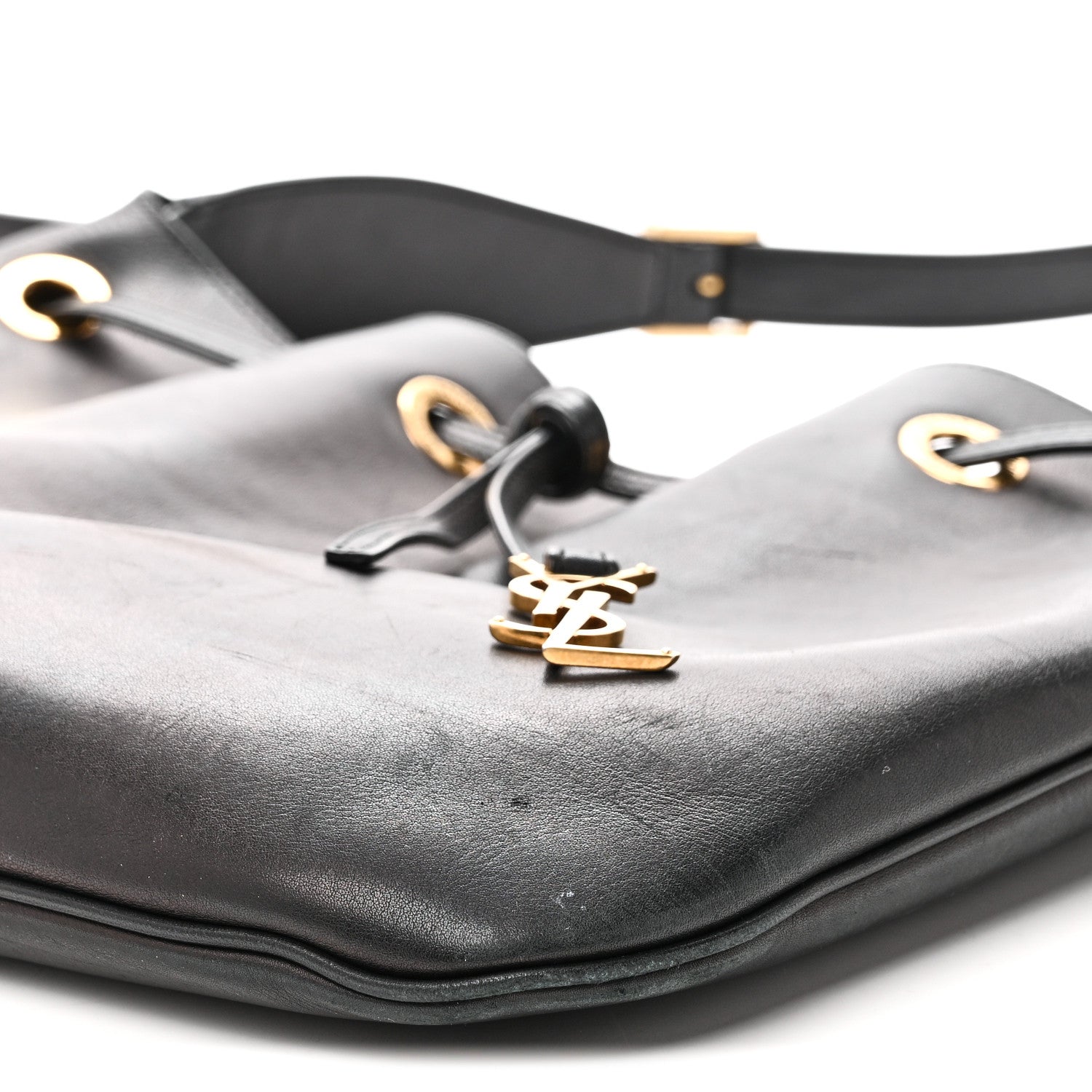 Saint Laurent Smooth Calfskin Paris VII Large Flat Hobo Black 11 of 11