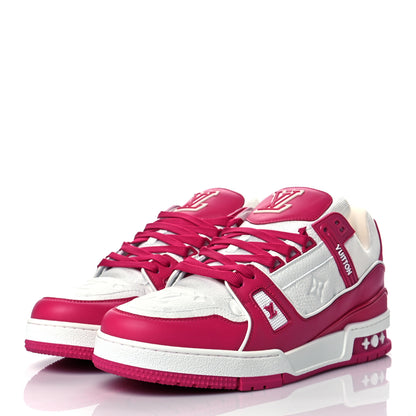 Louis Vuitton Calfskin Embossed Monogram Mens LV Trainer Sneakers 9 Fuchsia 3 of 8