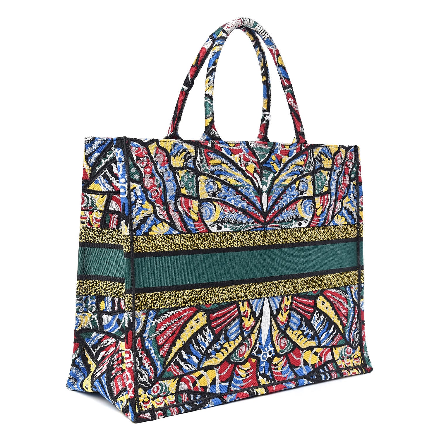Christian Dior Canvas Embroidered Butterfly Book Tote Black Multicolor 3 of 10
