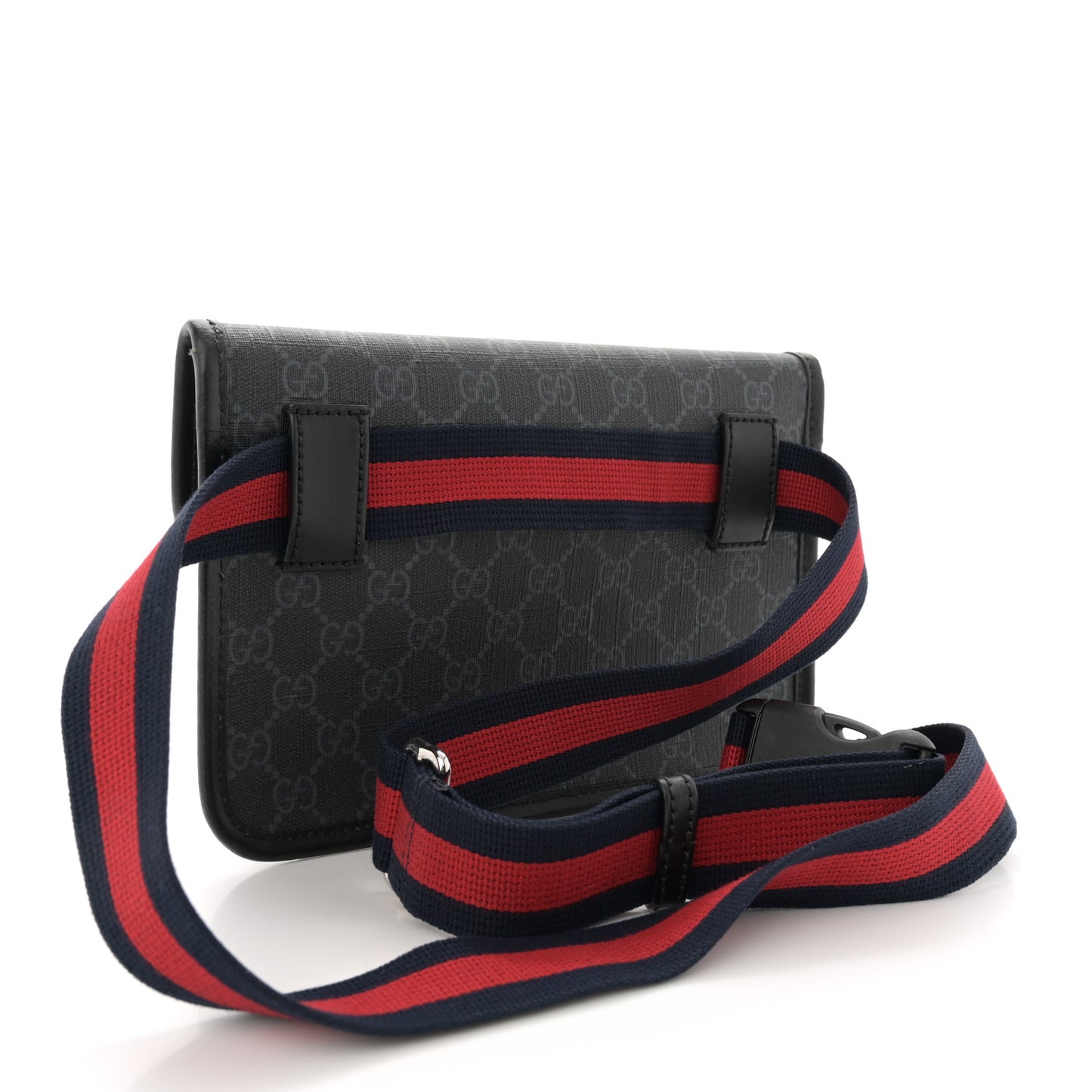 GG Supreme Monogram Web Slim Belt Bag Black Grey