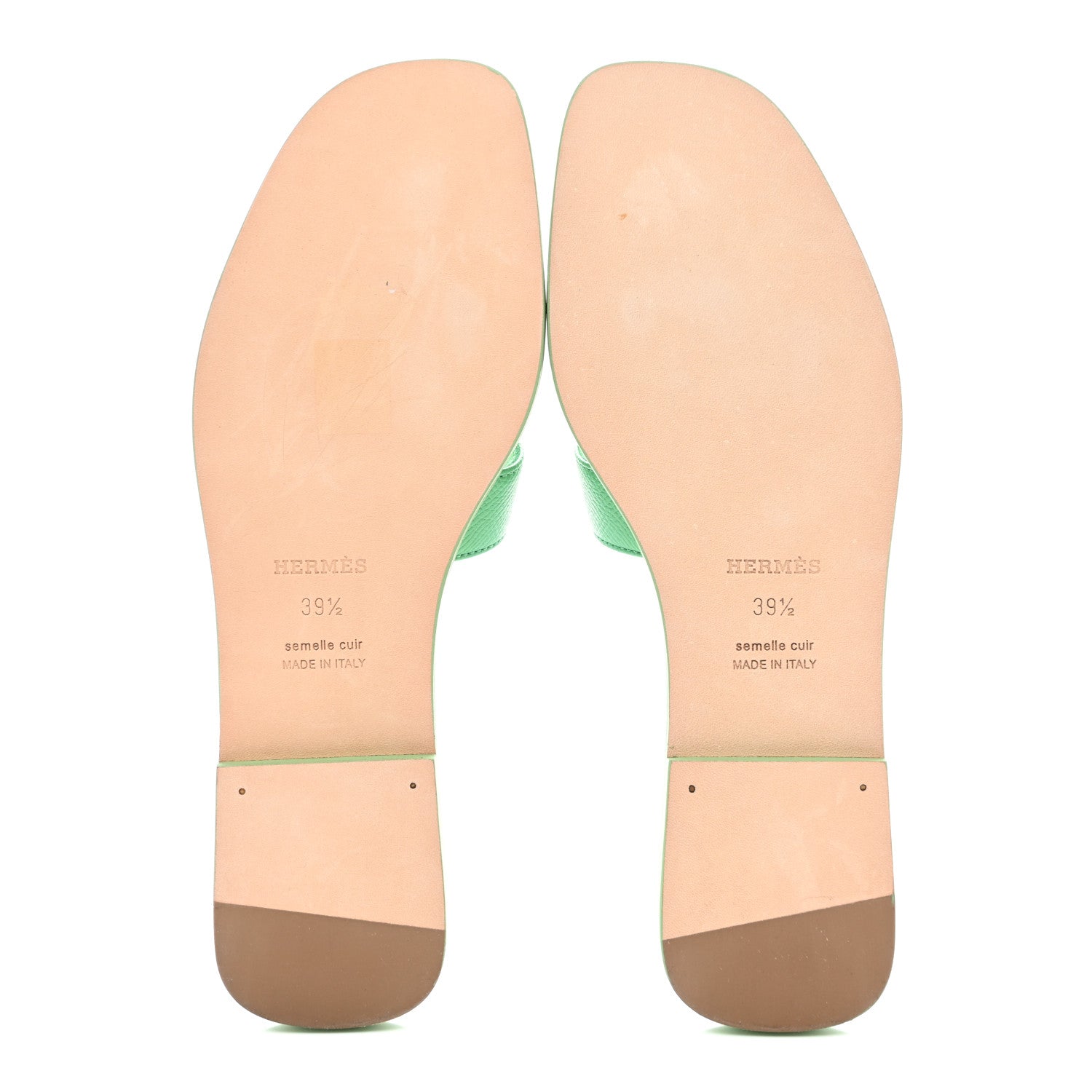Hermes Epsom Oran Sandals 39.5 Vert Pomme 5 of 9
