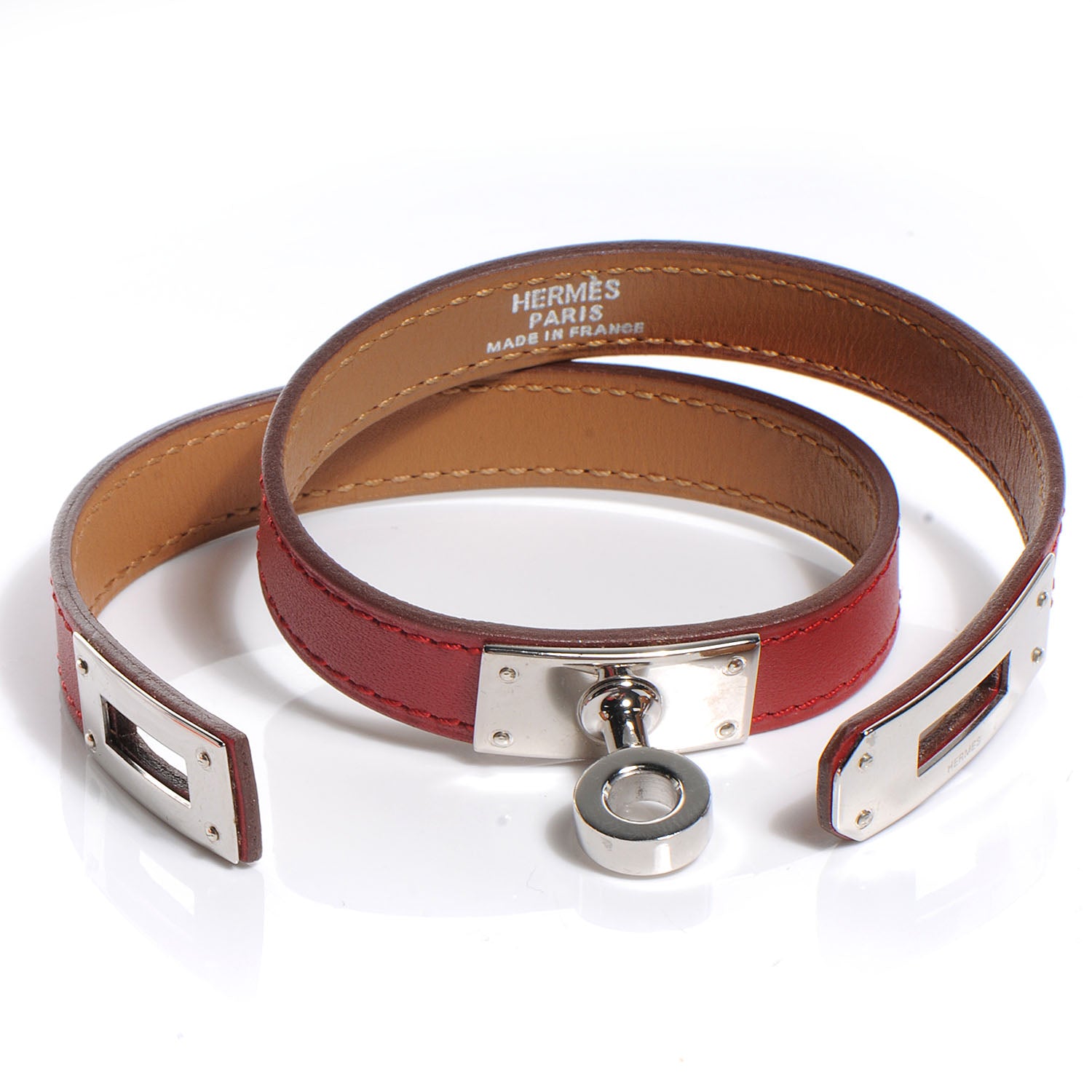 Hermes Chamonix Kelly Double Tour Bracelet S Rouge Garance 3 of 6