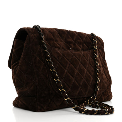 Chanel Suede Quilted Jumbo Single Flap Brown 2 of 10