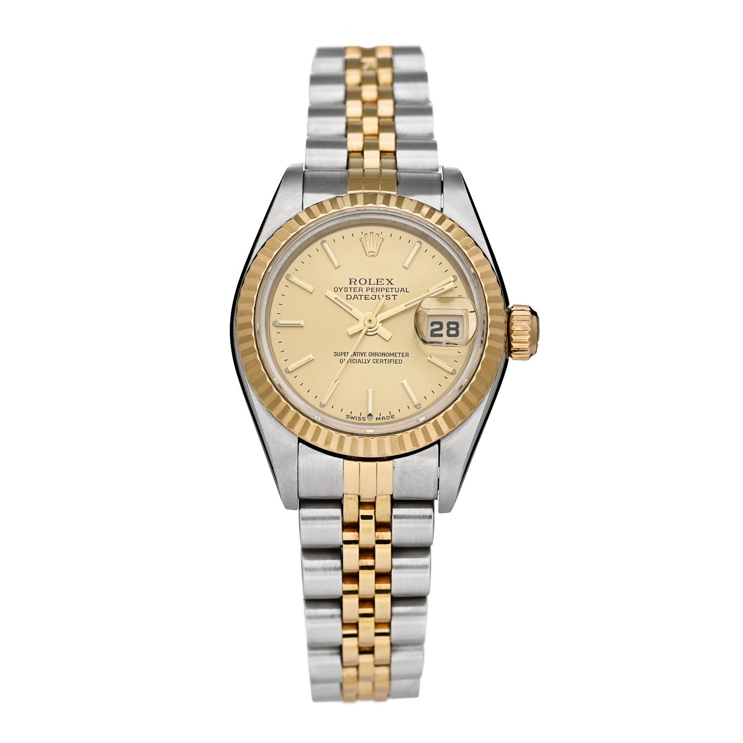 Rolex Stainless Steel 18K Yellow Gold 26mm Oyster Perpetual Datejust Watch Champagne 79173 1 of 4