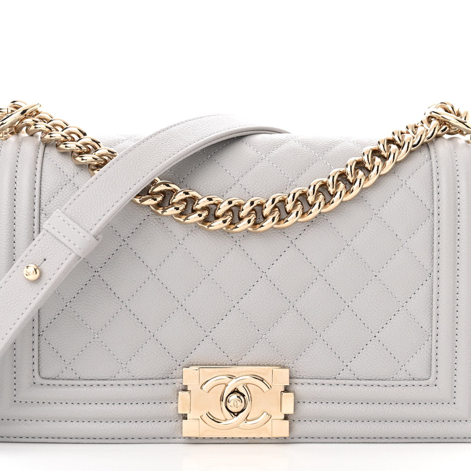 Chanel Caviar Quilted Medium Boy Flap Grey 8 of 10