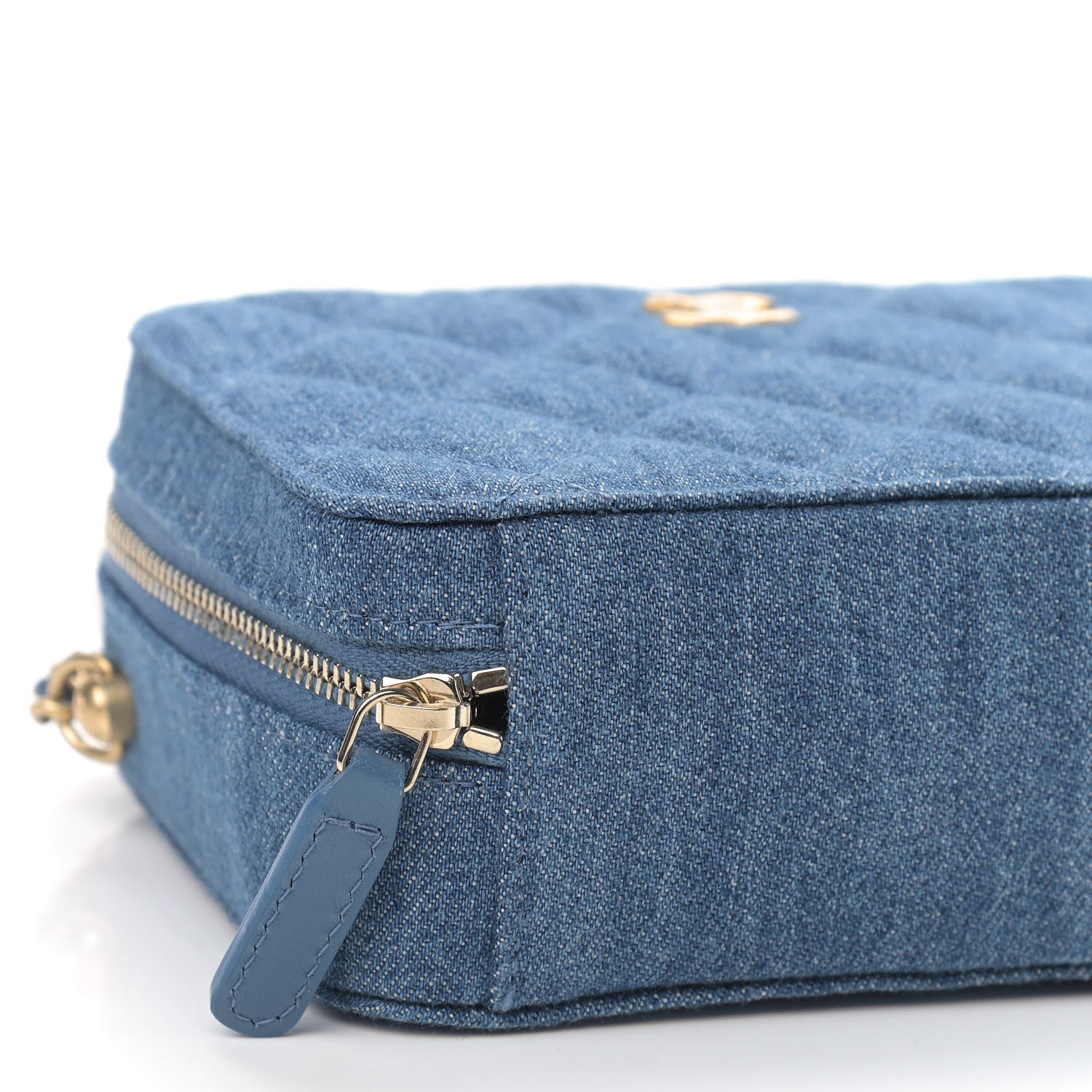 Chanel Denim Quilted CC Pearl Crush Camera Case Blue 8 of 9
