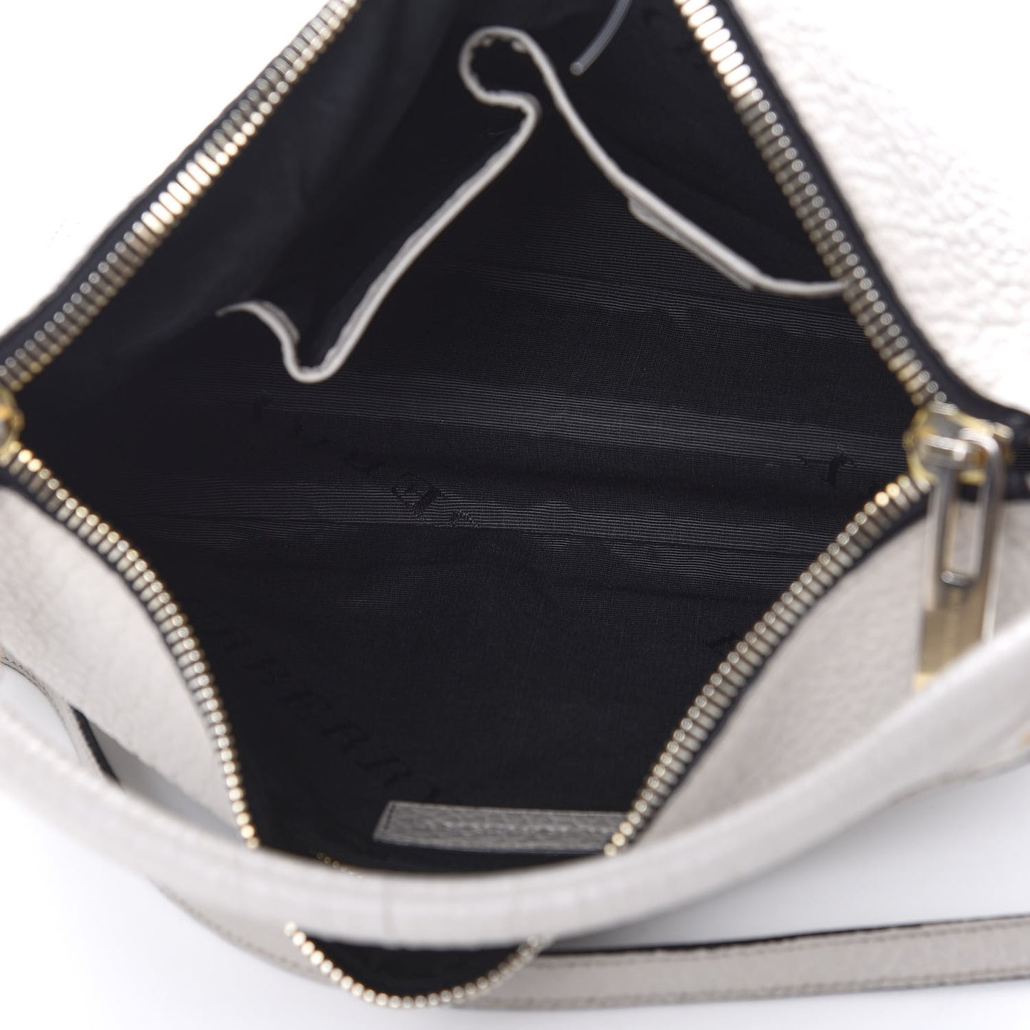 Signature Grain Calfskin Medium Hobo Pale Grey