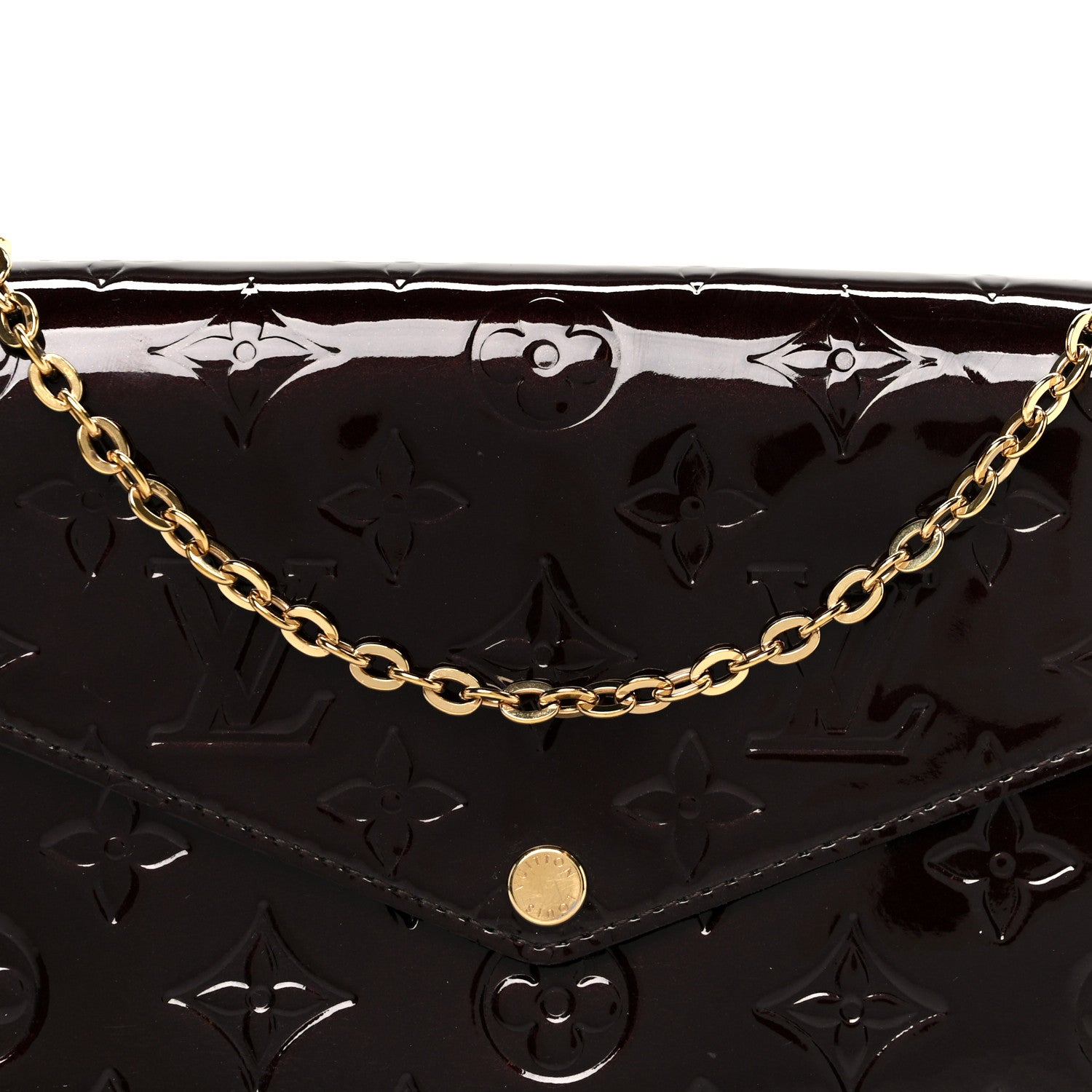 Louis Vuitton Vernis Pochette Felicie Chain Wallet Amarante 13 of 16