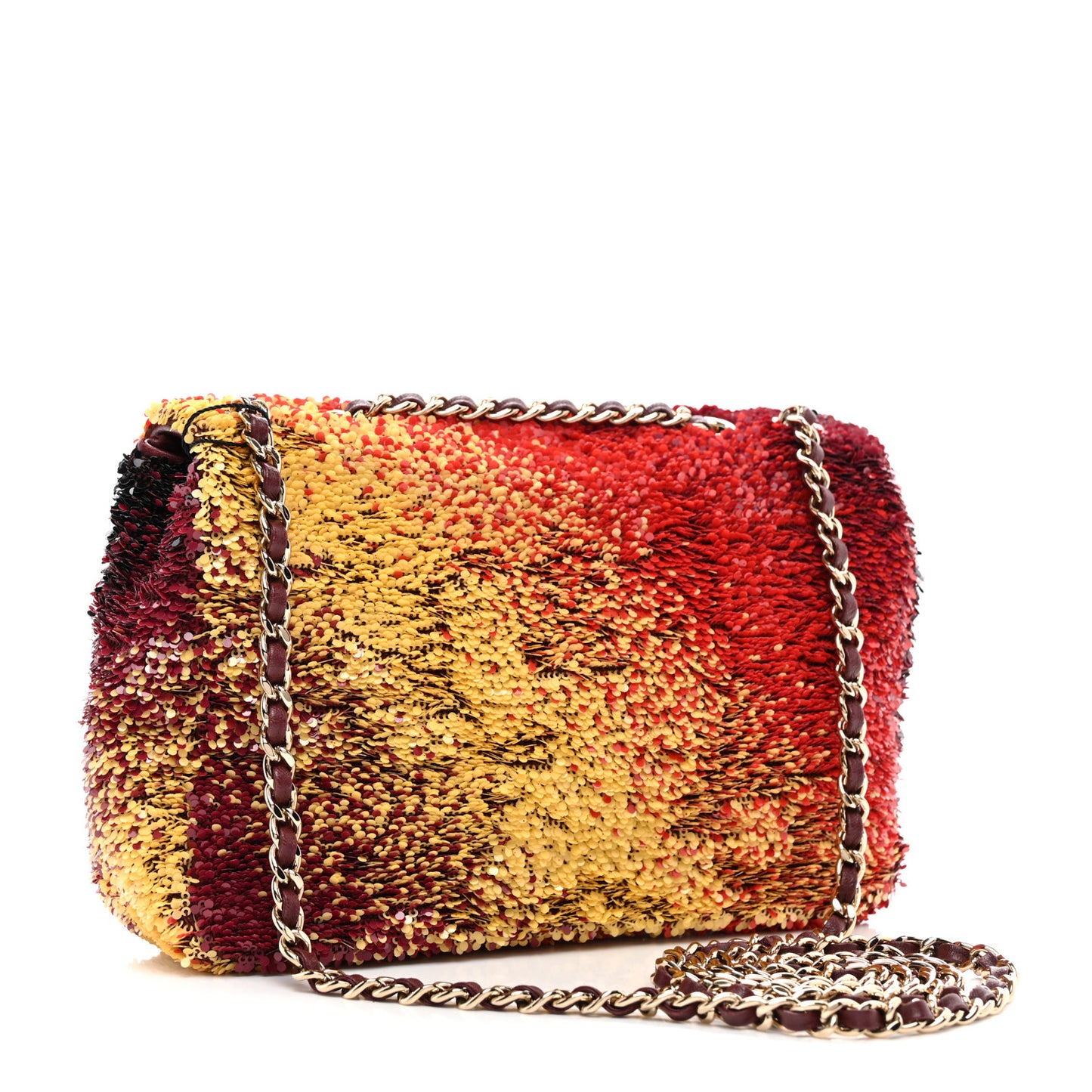 Shaded Sequins Mini Flap Black Burgundy Red Yellow