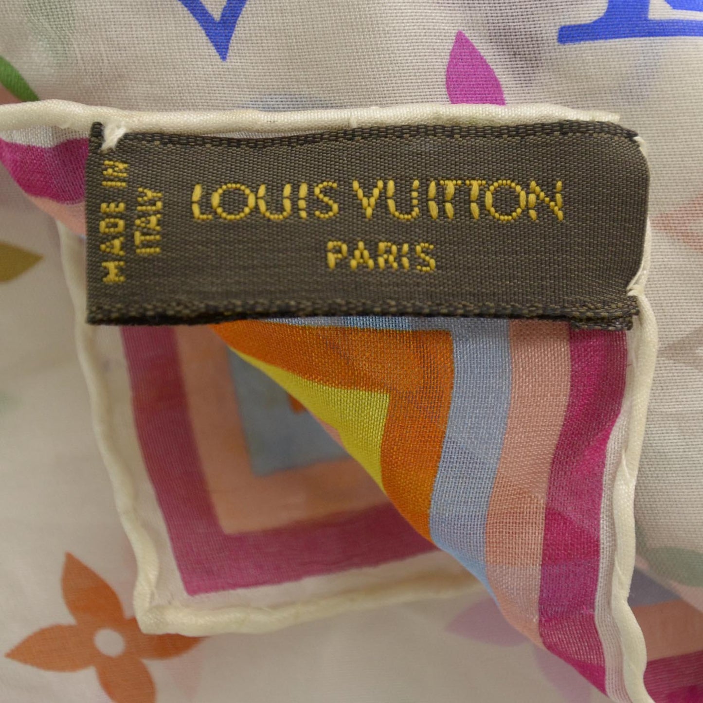 Silk Monogram Multicolor Square Scarf White