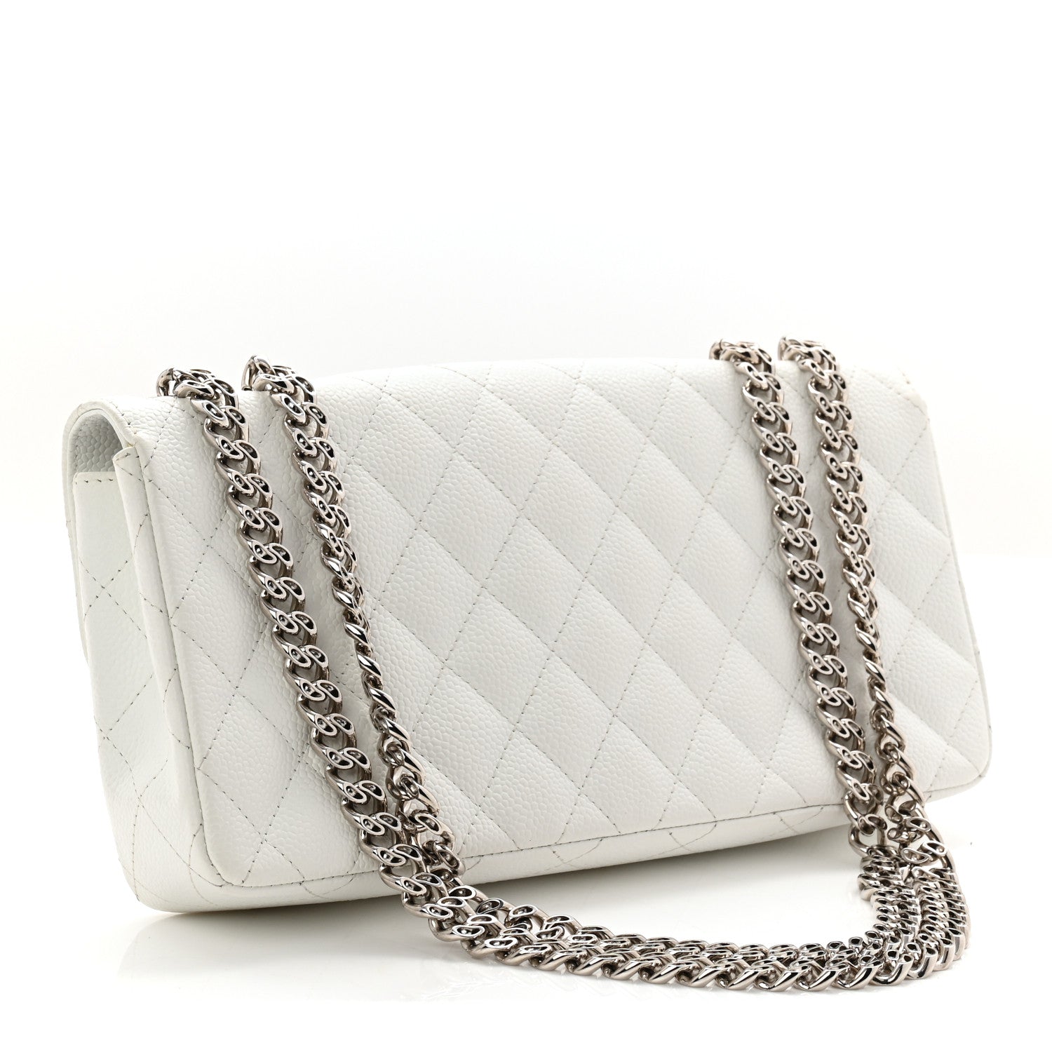 Chanel Caviar Quilted East West Flap Bijoux Chain White 2 of 11