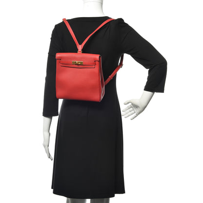 Hermes Taurillon Clemence Kelly Ado Backpack Rouge Casaque 2 of 11