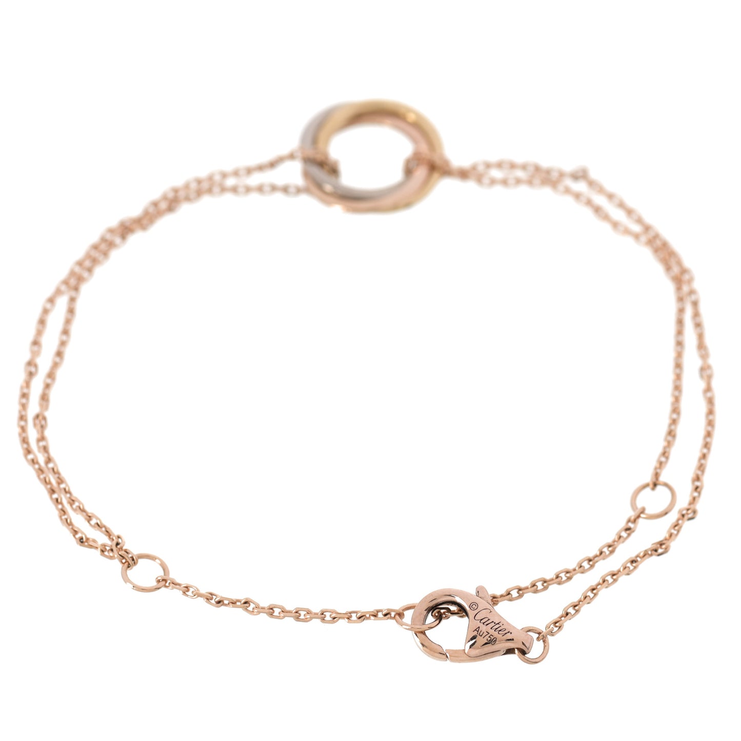 18K Pink Yellow White Gold Trinity Bracelet