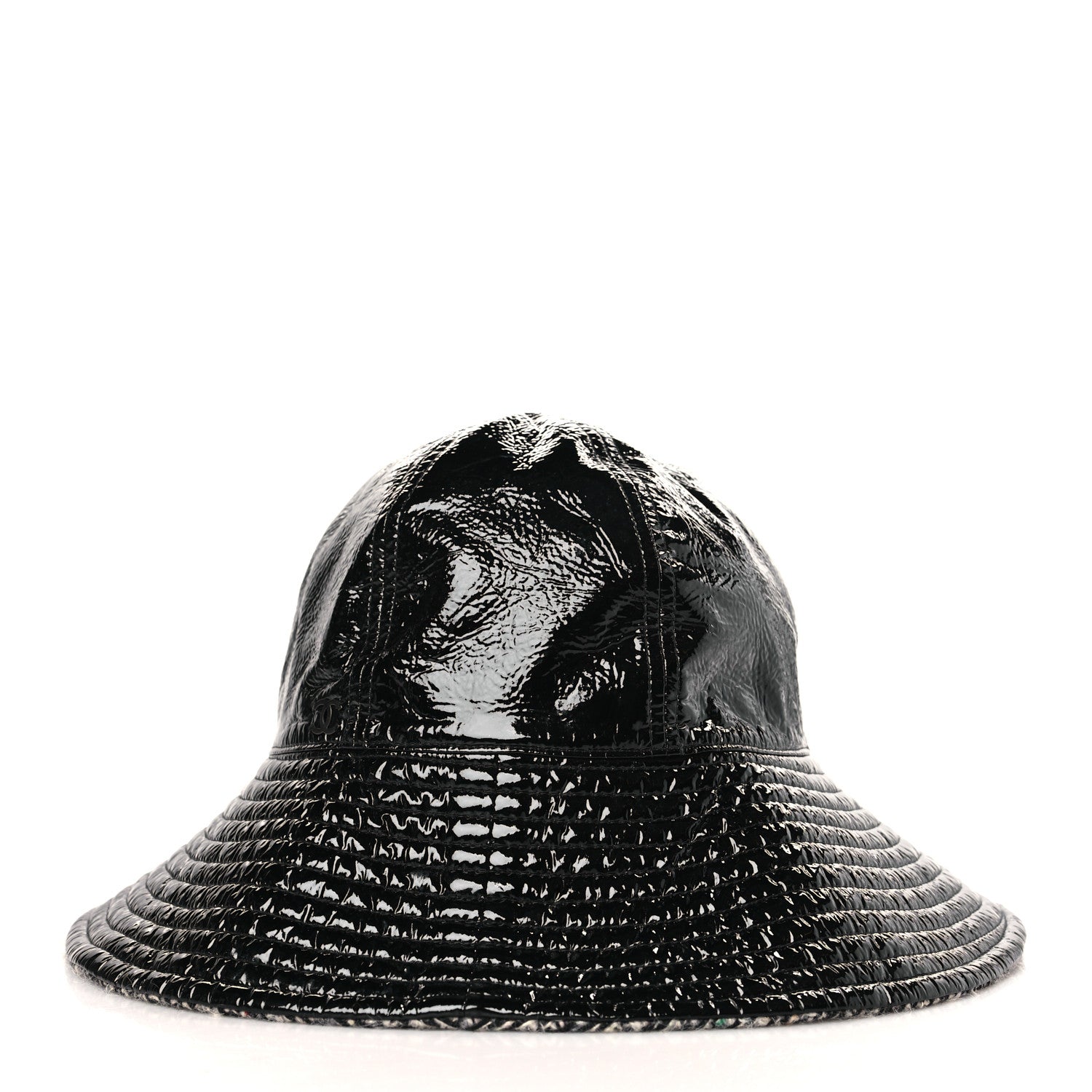 Chanel Vinyl Tweed Bucket Hat 58 Black 5 of 7