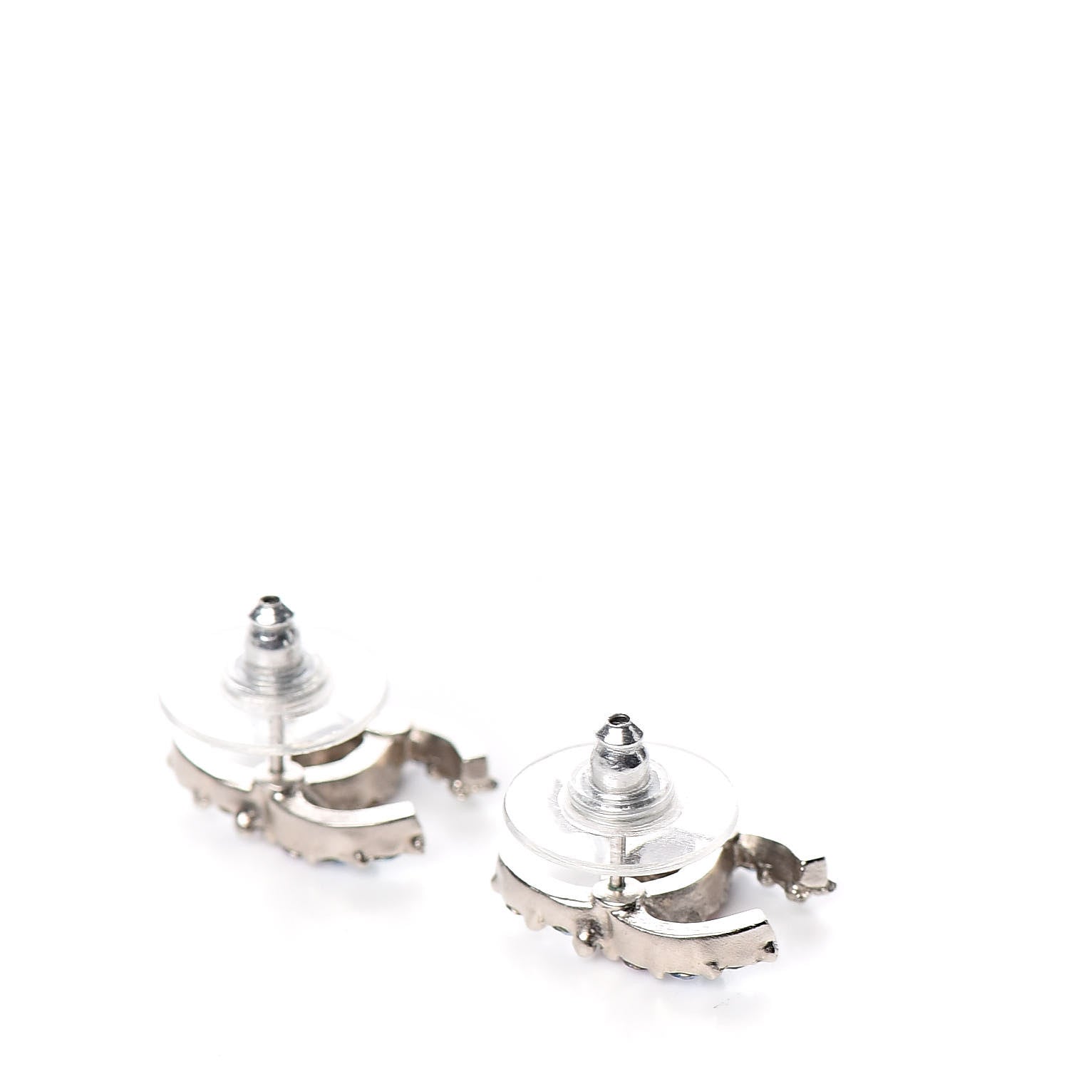 Chanel Crystal CC Earrings Silver Multicolor 3 of 5