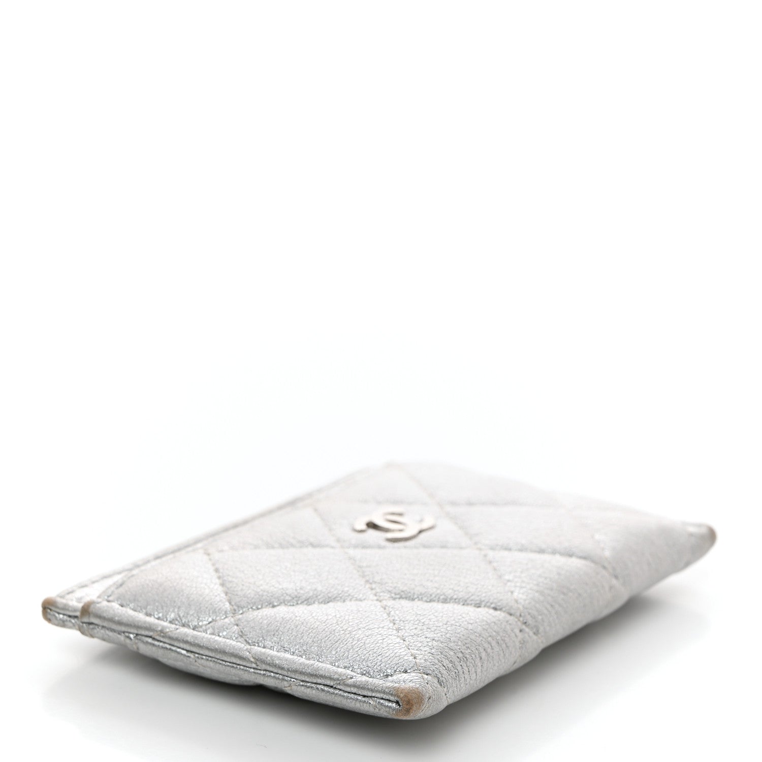 Chanel Metallic Lambskin Quilted Card Holder Silver 4 of 13