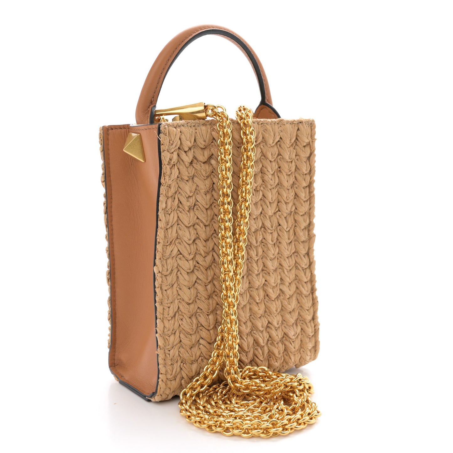 Raffia Vlogo Top Handle Bag Naturale