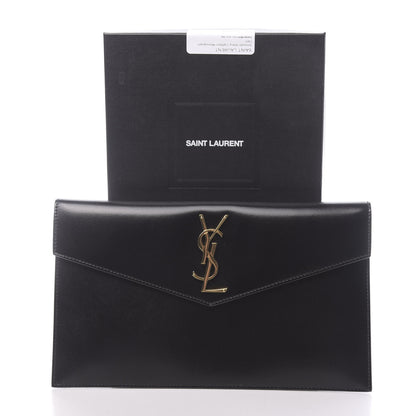 Saint Laurent Smooth Shiny Calfskin Monogram Uptown Pouch Black 7 of 7