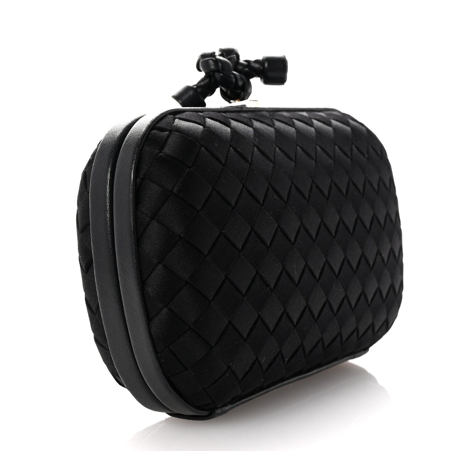 Satin Intreccio Impero Knot Clutch Black