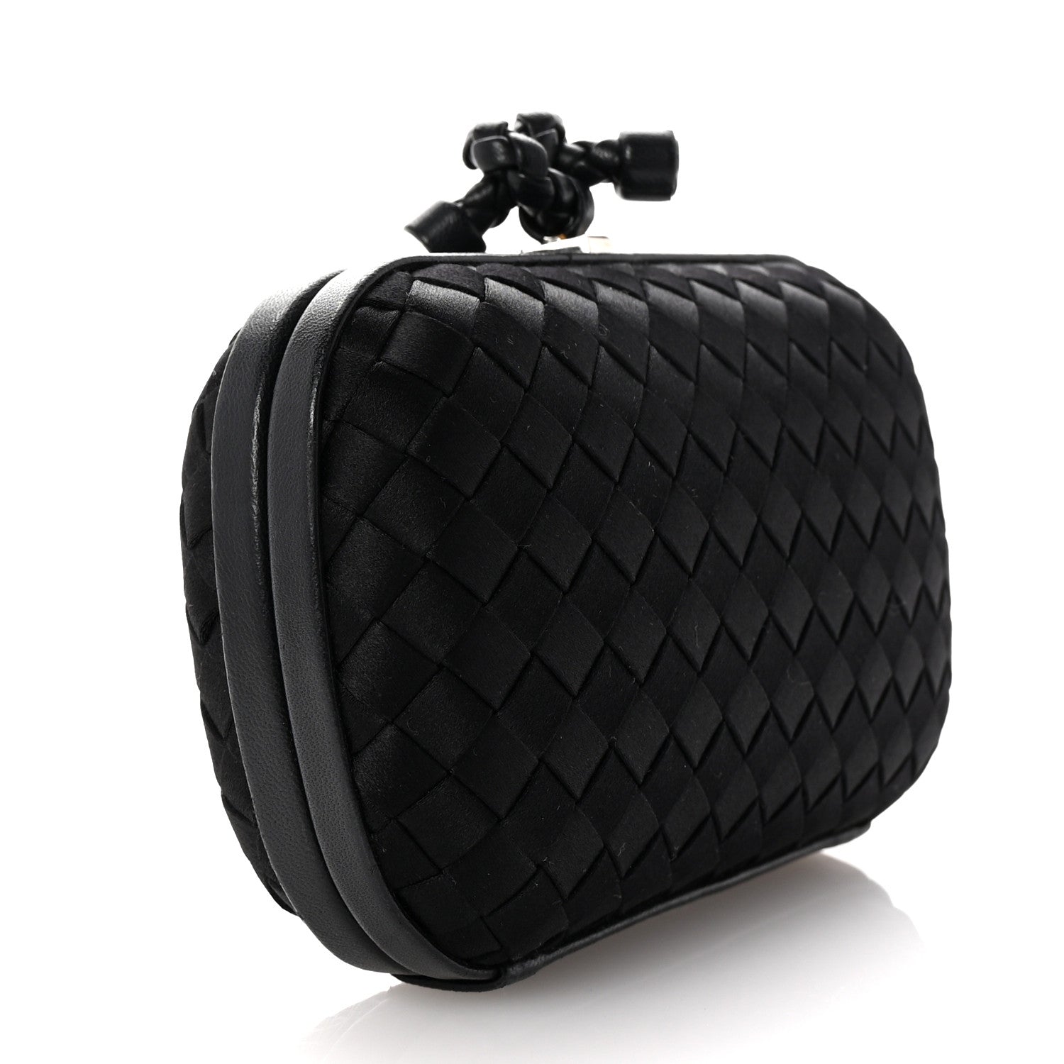 Bottega Veneta Satin Intreccio Impero Knot Clutch Black 3 of 6