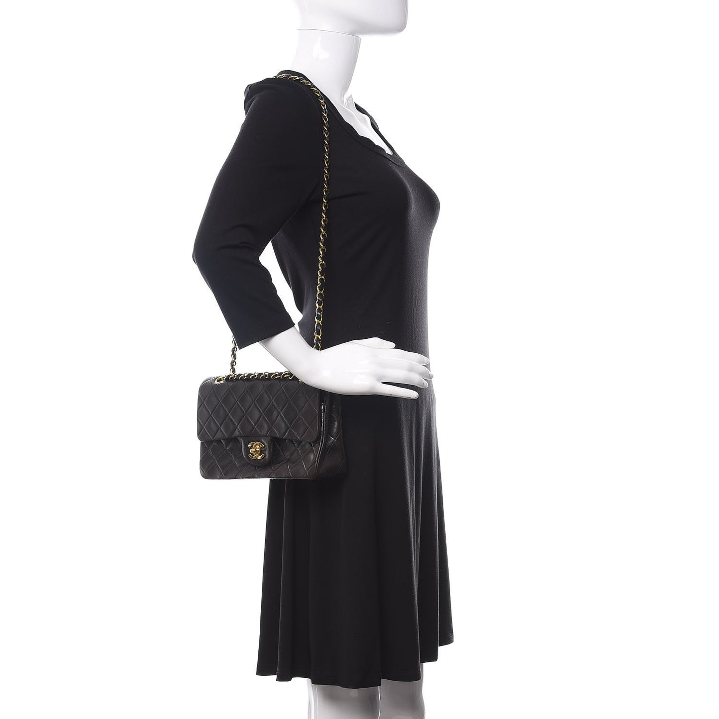 Lambskin Quilted Small Double Flap Black