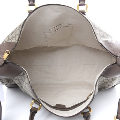 Gucci Soft GG Supreme Monogram Textured Dollar Calfskin Web Large Ophidia Carry-On Duffle Bag Beige Ebony New Acero 4 of 8