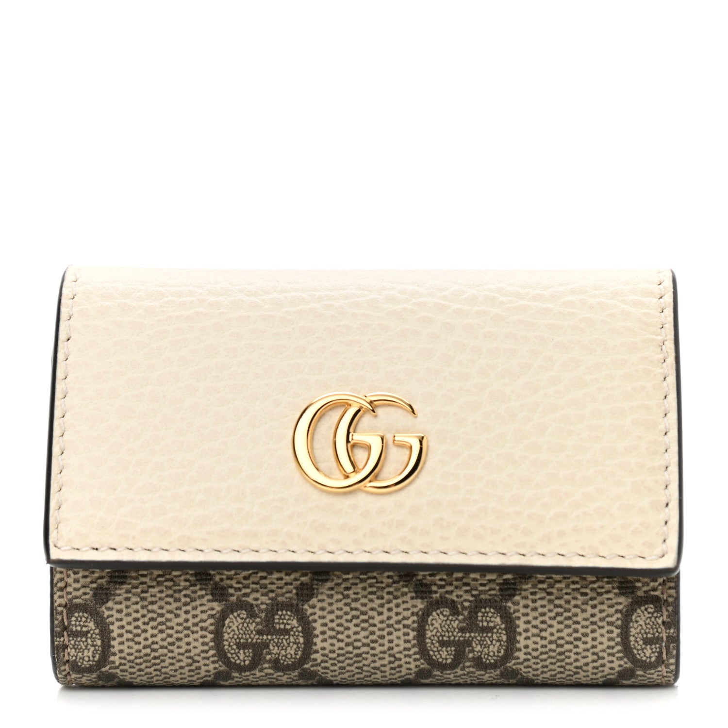 Gucci Dollar Calfskin GG Supreme Monogram GG Marmont 6 Key Holder Case Mystic White Beige Ebony 1 of 8