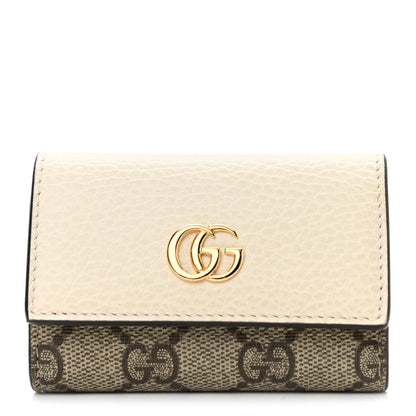 Gucci Dollar Calfskin GG Supreme Monogram GG Marmont 6 Key Holder Case Mystic White Beige Ebony 1 of 8
