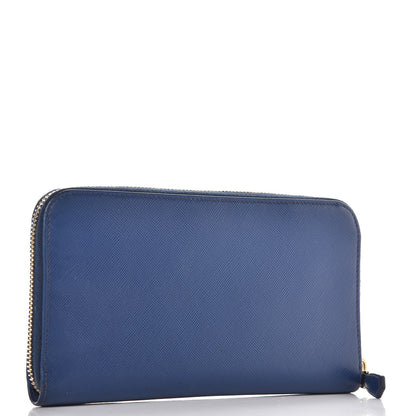 Prada Saffiano Metal Zip Around Wallet Bleuette 3 of 7