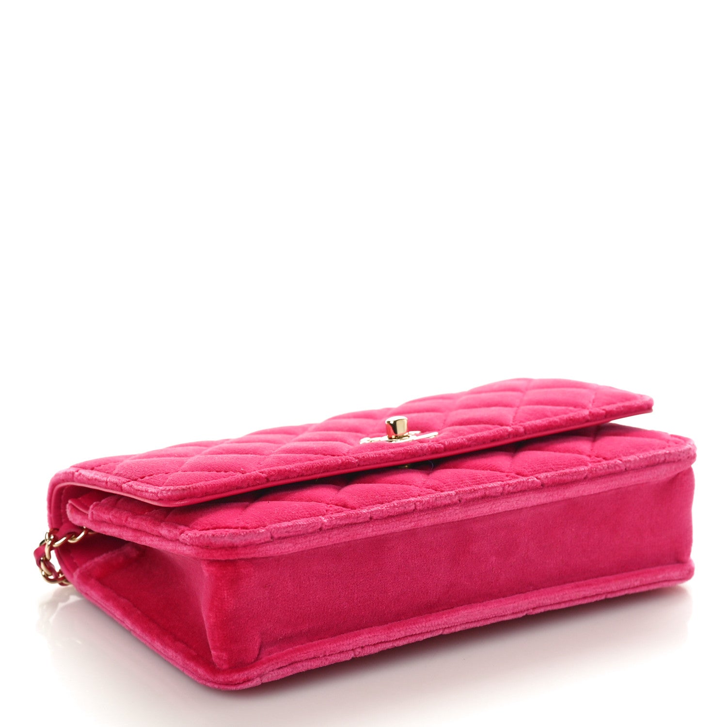 Chanel Velvet Quilted Pearl Crush Wallet On Chain WOC Pink 4 of 10