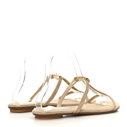 Jimmy Choo Metallic Calfskin Thong Sandals 38.5 Champagne 4 of 8