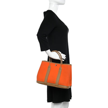 Hermes Toile Militaire Vache Country Garden Party 30 TPM Orange Chai 2 of 11