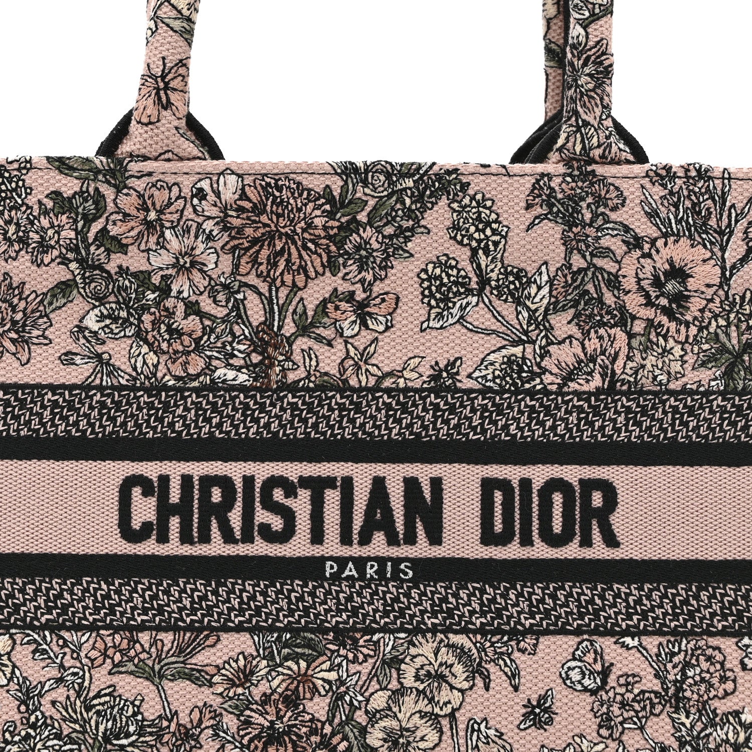 Christian Dior Canvas Embroidered Small Flowers Book  Tote Pink 8 of 10