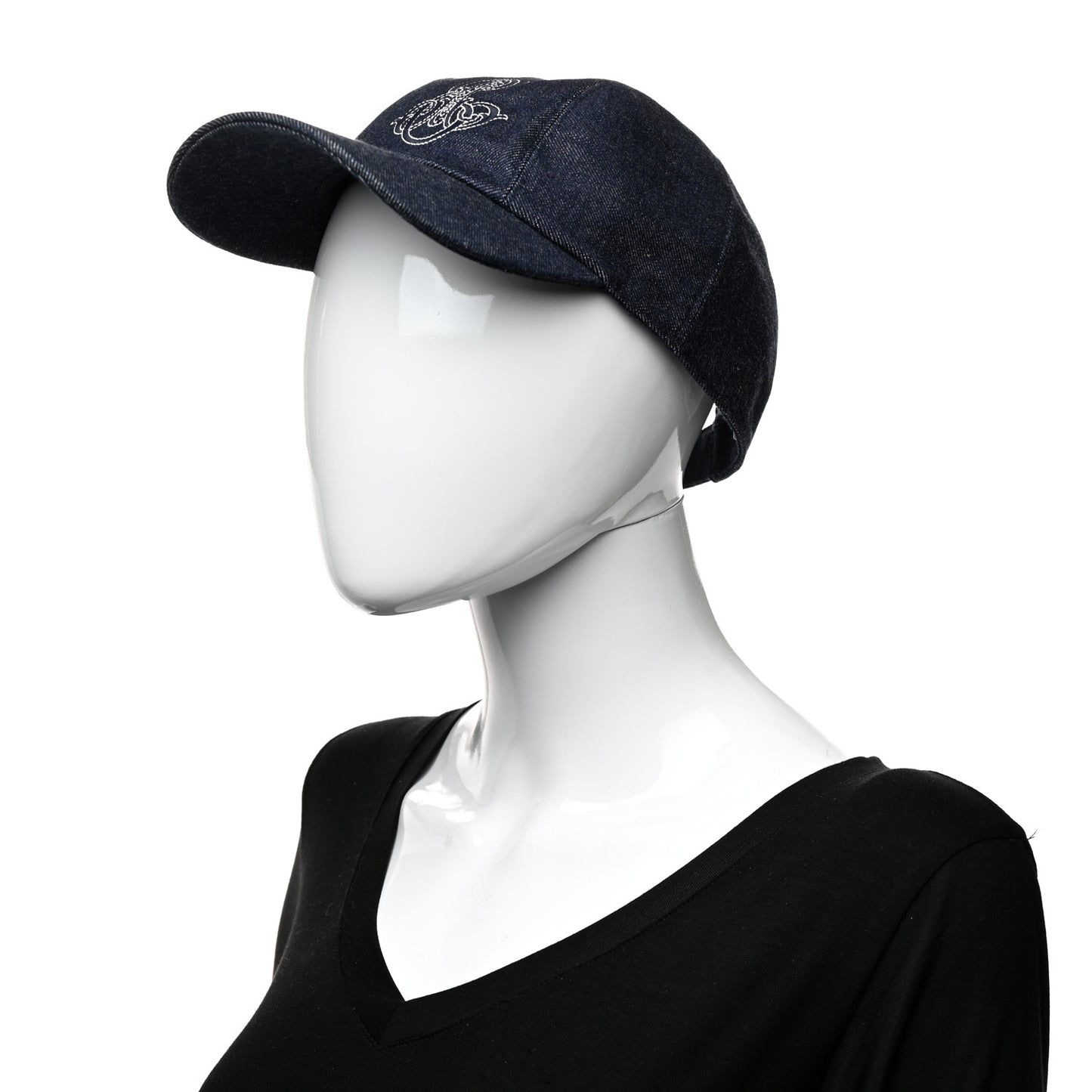 Cotton Denim Embroidered Davis Emile Hat 58 Indigo