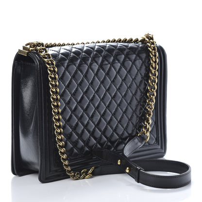 Chanel Glazed Calfskin Quilted Large Boy Flap Black 3 of 14