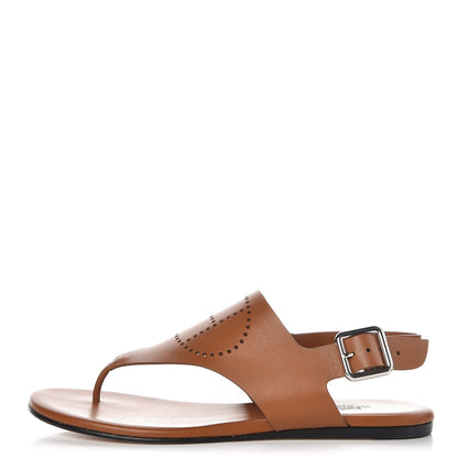 Hermes Calfskin Kola Sandals 37.5 Gold 1 of 10