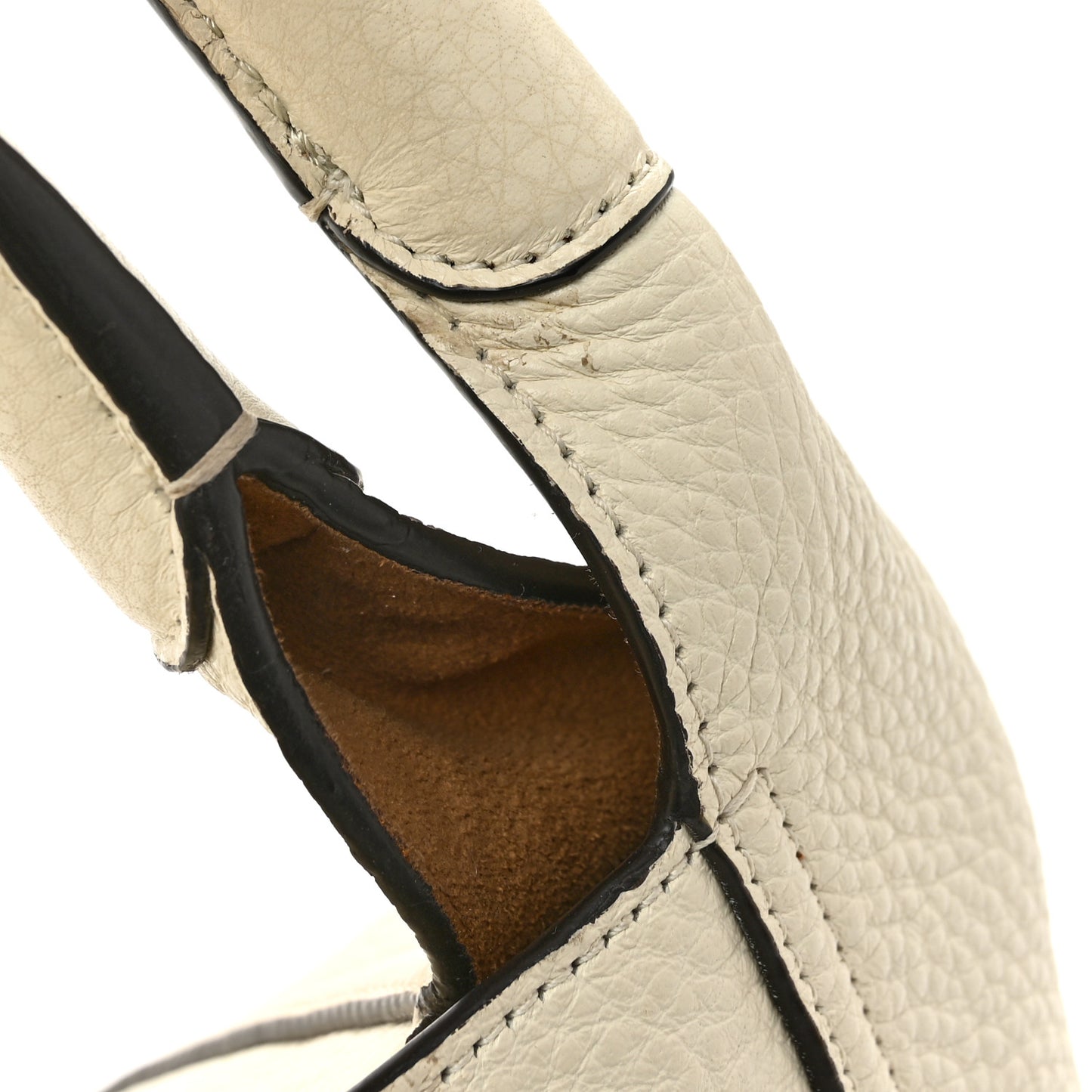 Grained Calfskin Softbit Medium Shoulder Bag White