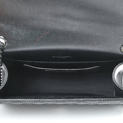 Saint Laurent Grain De Poudre Textured Mixed Matelasse Triquilt Small Monogram Satchel Black 5 of 10