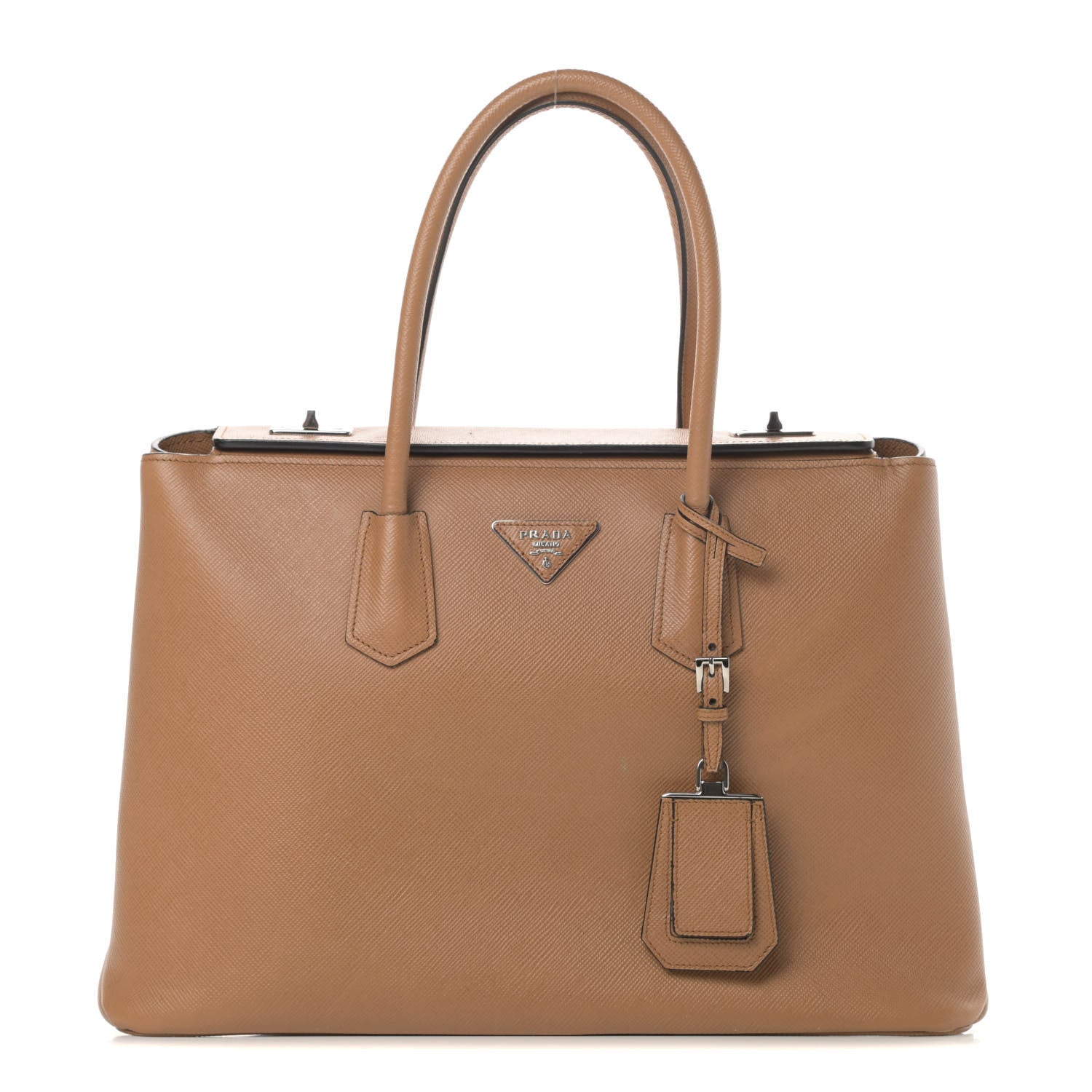 Prada Saffiano Cuir Twin Tote Caramel 1 of 18