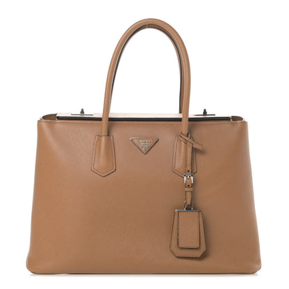 Prada Saffiano Cuir Twin Tote Caramel 1 of 18
