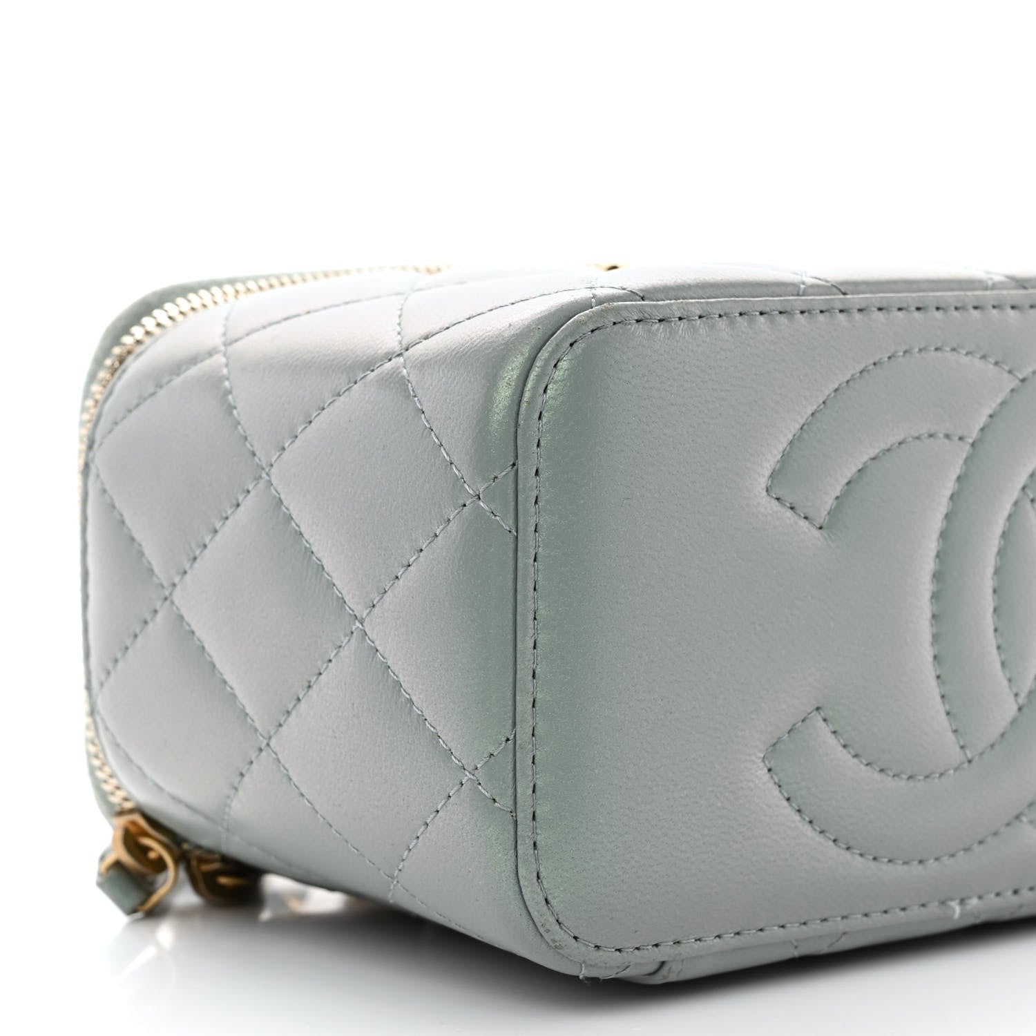 Chanel Metallic Lambskin Quilted Small CC Dynasty Vanity Case With Chain Grey 12 of 14