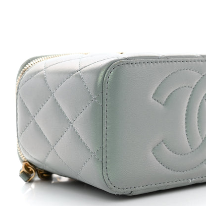 Chanel Metallic Lambskin Quilted Small CC Dynasty Vanity Case With Chain Grey 12 of 14